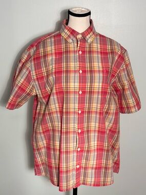 johnnie-O Hangin Out’ Red Plaid Short-Sleeve Button-Down Shirt